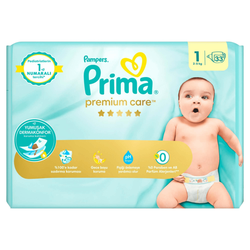 Prima Premium Care 1 Beden Bebek Bezi 33'lü nin resmi