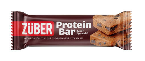 Züber Kakao Parçacıklı Protein Bar 35 Gr nin resmi