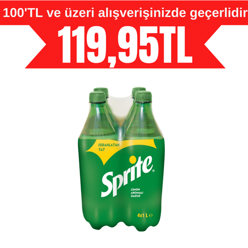 Sprite Gazoz 4*1 Lt nin resmi