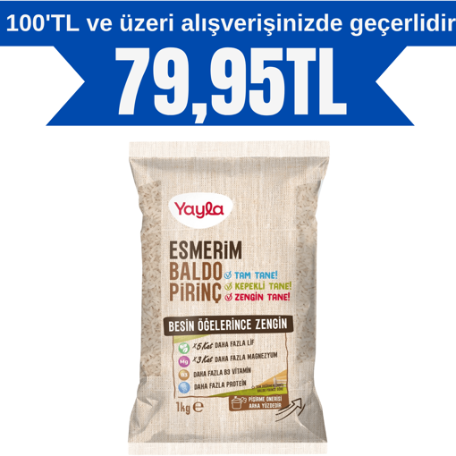 Yayla Bakliyat Esmerim Baldo Pirinç 1 Kg nin resmi